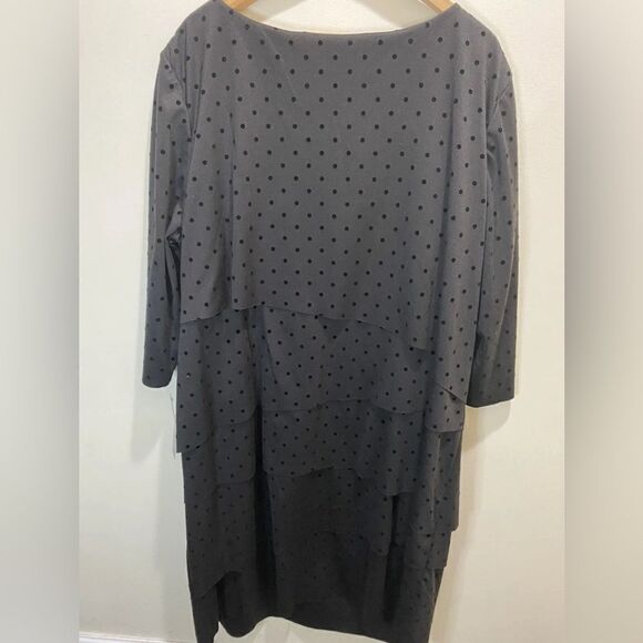 Tahari Black Polka Dot Layered Knit Dress 22W - Picture 5 of 6